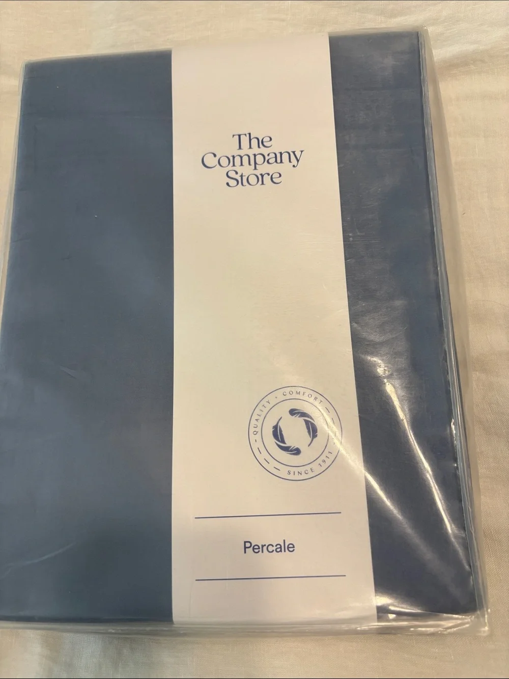 The Company Store Cotton Percale Duvet Cover in Slate Blue